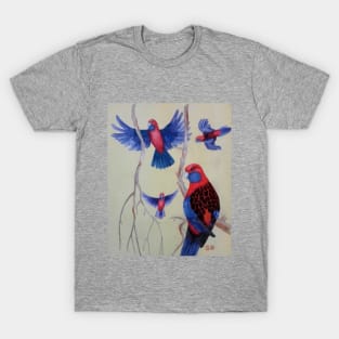 Beautiful Australian Crimson Rosella Parrots T-Shirt